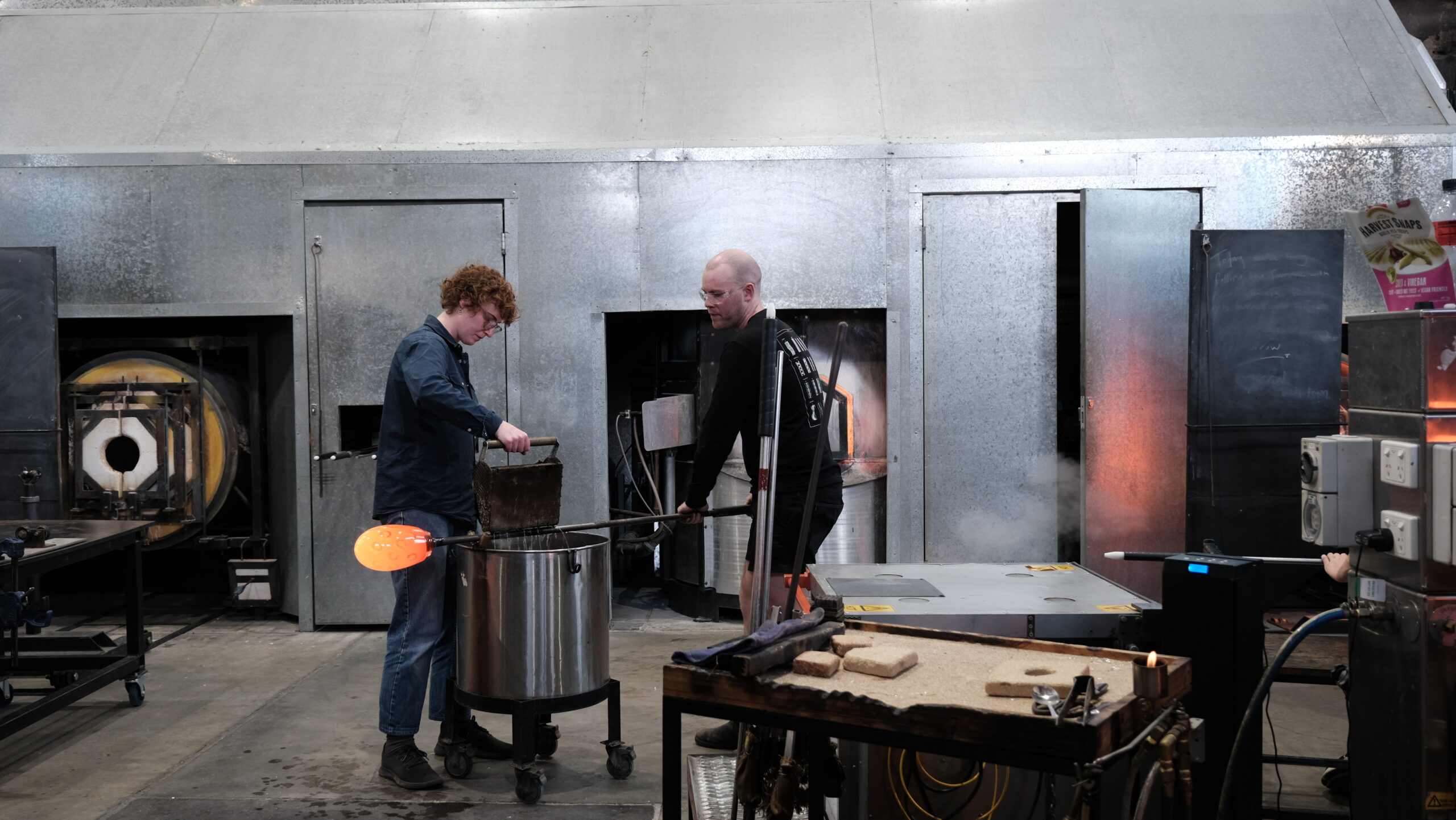 Noah Hartley in the Hotshop with Broni Sargeson