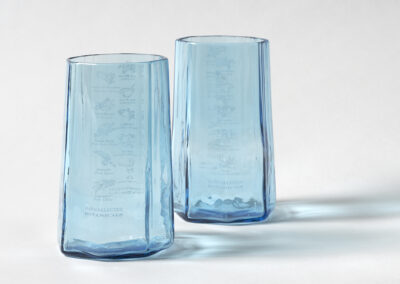 Blue glass vases upcycled from Bombay Sapphire gin bottles