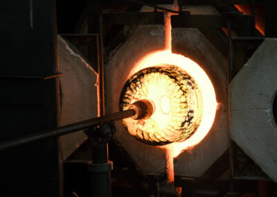 Fabricating Maree Clarke canoe commission in the Glassworks Hotshop, 2024