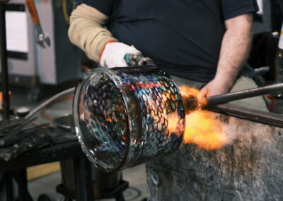 Fabricating Maree Clarke canoe commission in the Glassworks Hotshop, 2024